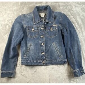 Vintage Calvin Klein Jacket Jeans Denim Trucker Blue Button Up Y2K 90s Size Med
